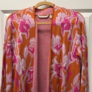 Soft Surroundings Pink and Orange Floral Cardigan Size Large